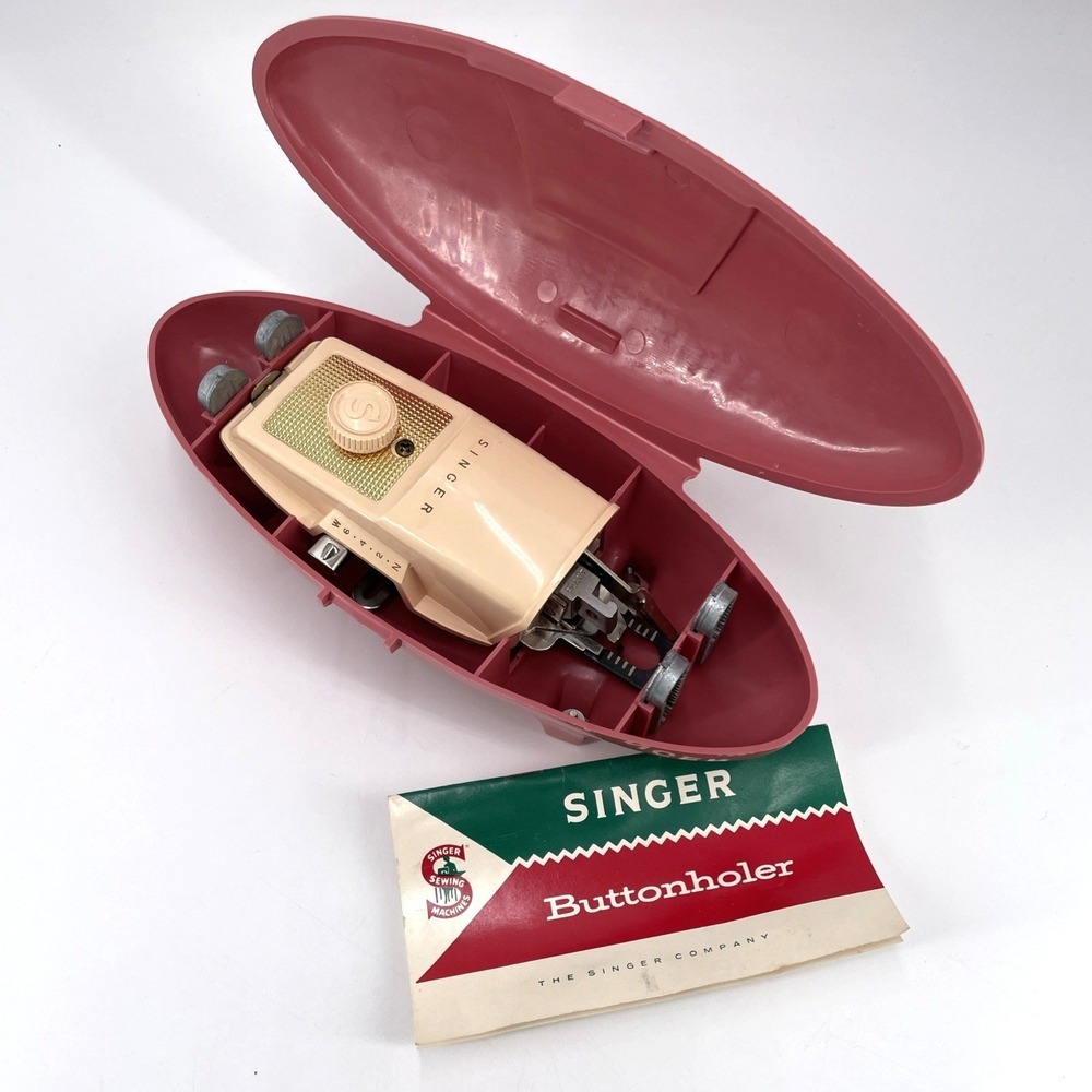 Singer Buttonholer 489500 489510 Complete Low Shank Pink Oval‎ Jetson Case MCM